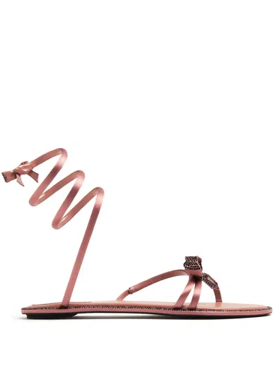 René Caovilla Cleo Wraparound Sandals In Rosa