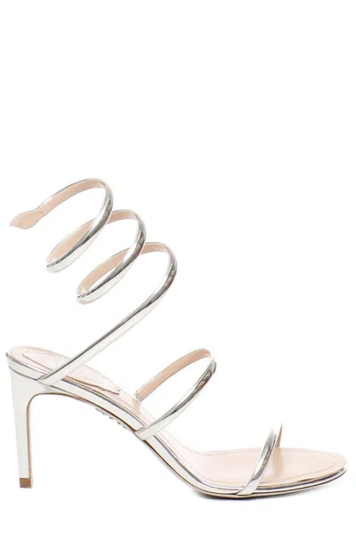 René Caovilla 80mm Cleo Sandals In Silver