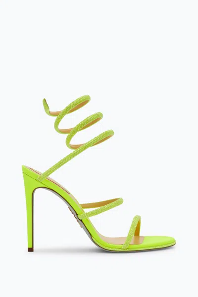 René Caovilla Cleo Yellow Fluo Sandal With Crystals 105