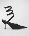 René Caovilla Cleopatra Suede Snake-wrap Pumps In Black