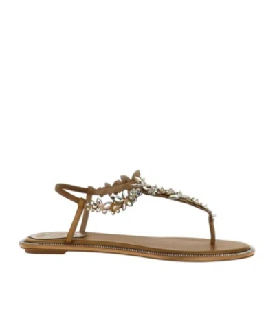 René Caovilla Clim-toed Flat Sandals In Brown
