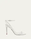 René Caovilla Crystal Ankle-strap Stiletto Sandals In Ivory Satinctranmission Strass
