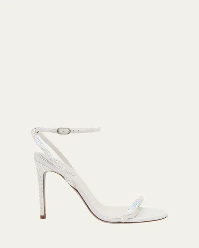 René Caovilla Crystal Ankle-strap Stiletto Sandals In White