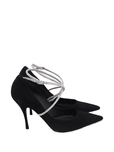 Pre-owned René Caovilla Crystal Cross-strap Pumps In Black