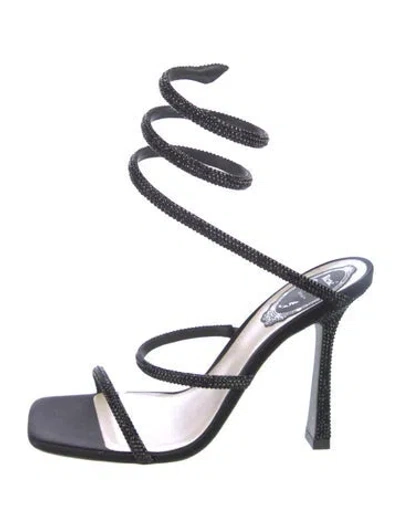 Pre-owned René Caovilla Crystal Crystal Embellishments Gladiator Sandals In Black