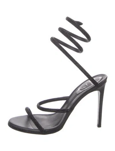 Pre-owned René Caovilla Crystal Crystal Embellishments Gladiator Sandals In Black