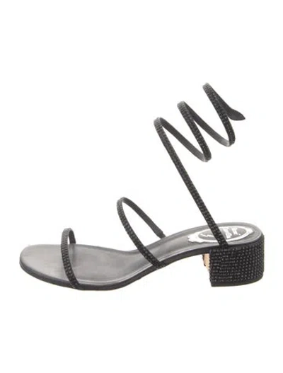 Pre-owned René Caovilla Crystal Crystal Embellishments Gladiator Sandals In Black