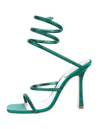 Pre-owned René Caovilla Crystal Crystal Embellishments Gladiator Sandals In Green