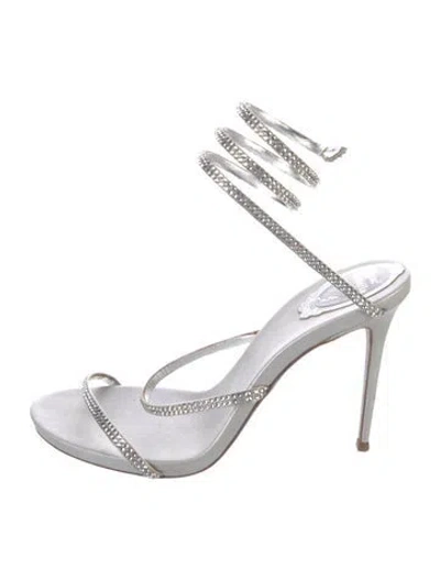 Pre-owned René Caovilla Crystal Crystal Embellishments Gladiator Sandals In Silver