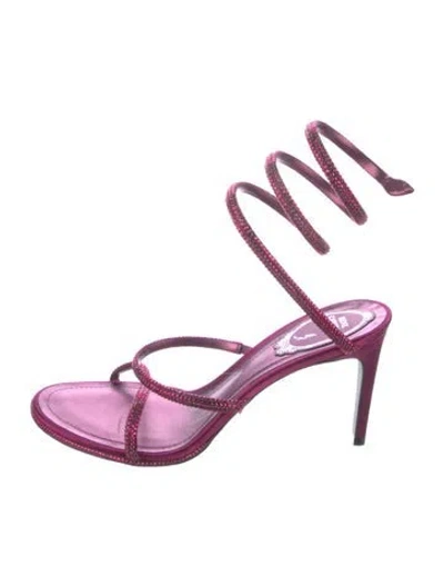Pre-owned René Caovilla Crystal Crystal Embellishments Gladiator Sandals W/ Tags In Pink