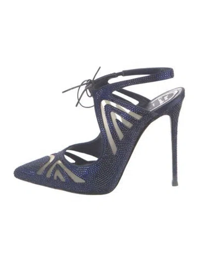 Pre-owned René Caovilla Crystal Crystal Embellishments Pumps In Blue