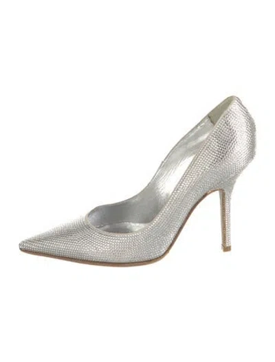 Pre-owned René Caovilla Crystal Crystal Embellishments Pumps In Silver