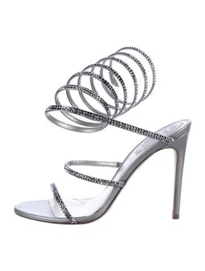 Pre-owned René Caovilla Crystal Crystal Embellishments Pumps In Silver