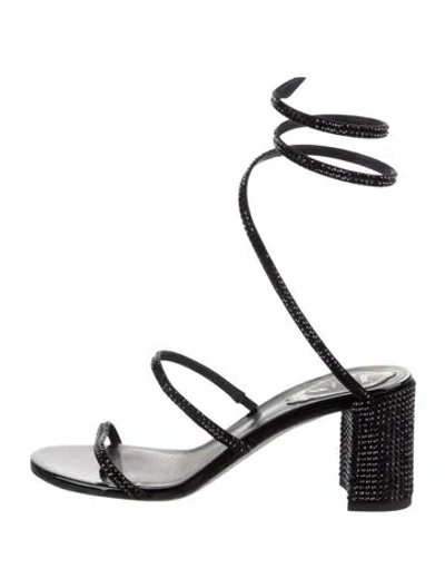 Pre-owned René Caovilla Crystal Crystal Embellishments Sandals In Black