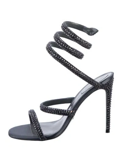 Pre-owned René Caovilla Crystal Crystal Embellishments Sandals In Black