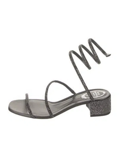 Pre-owned René Caovilla Crystal Crystal Embellishments Sandals In Black