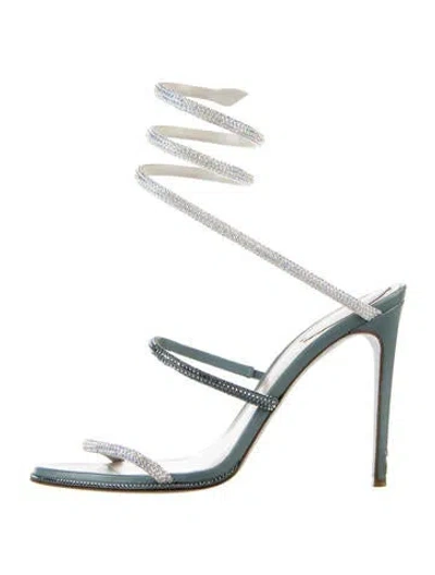 Pre-owned René Caovilla Crystal Crystal Embellishments Sandals In Blue