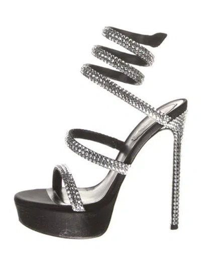 Pre-owned René Caovilla Crystal Crystal Embellishments Sandals In Gold