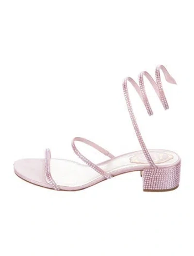 Pre-owned René Caovilla Crystal Crystal Embellishments Sandals In Metallic/pink