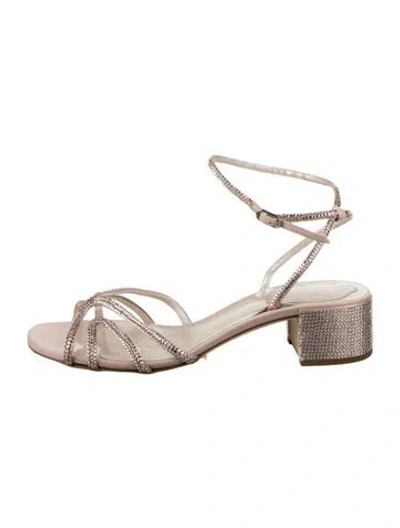 Pre-owned René Caovilla Crystal Crystal Embellishments Sandals In Metallic/pink