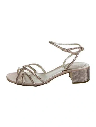 Pre-owned René Caovilla Crystal Crystal Embellishments Sandals In Neutral