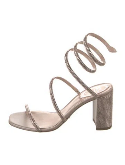Pre-owned René Caovilla Crystal Crystal Embellishments Sandals In Neutral