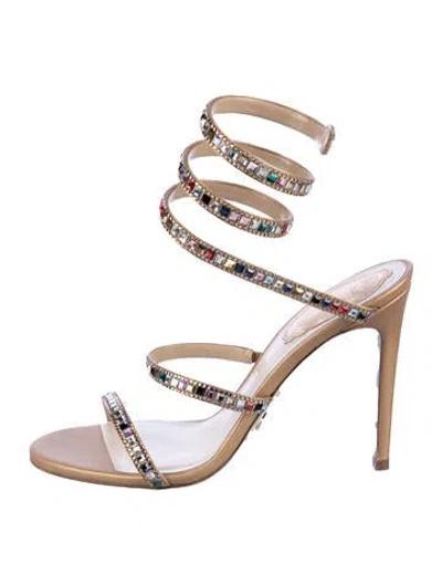 Pre-owned René Caovilla Crystal Crystal Embellishments Sandals In Neutral