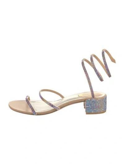 Pre-owned René Caovilla Crystal Crystal Embellishments Sandals In Neutral