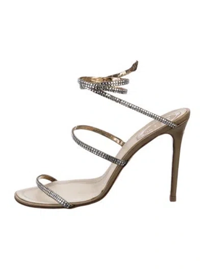 Pre-owned René Caovilla Crystal Crystal Embellishments Sandals In Neutral