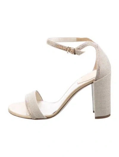Pre-owned René Caovilla Crystal Crystal Embellishments Sandals In Neutral