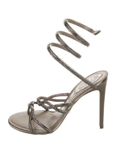 Pre-owned René Caovilla Crystal Crystal Embellishments Sandals In Neutral