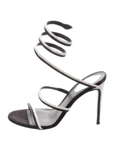 Pre-owned René Caovilla Crystal Crystal Embellishments Sandals In Neutrals