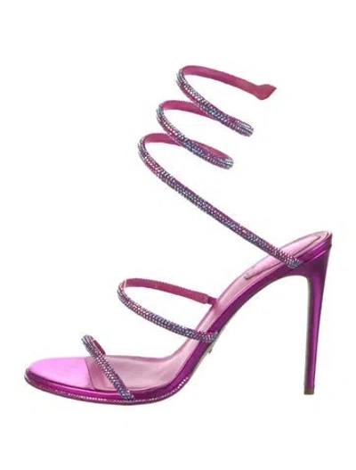 Pre-owned René Caovilla Crystal Crystal Embellishments Sandals In Pink