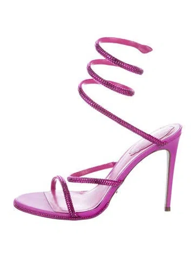 Pre-owned René Caovilla Crystal Crystal Embellishments Sandals In Pink