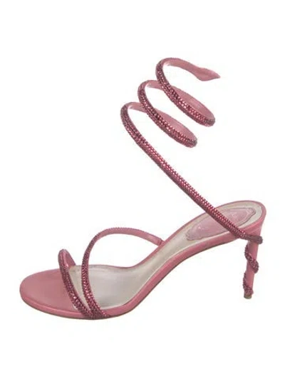 Pre-owned René Caovilla Crystal Crystal Embellishments Sandals In Pink