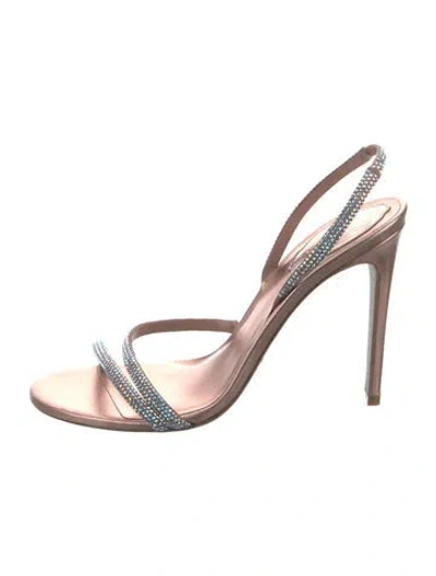 Pre-owned René Caovilla Crystal Crystal Embellishments Sandals In Pink