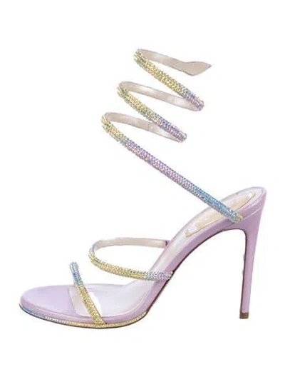 Pre-owned René Caovilla Crystal Crystal Embellishments Sandals In Purple
