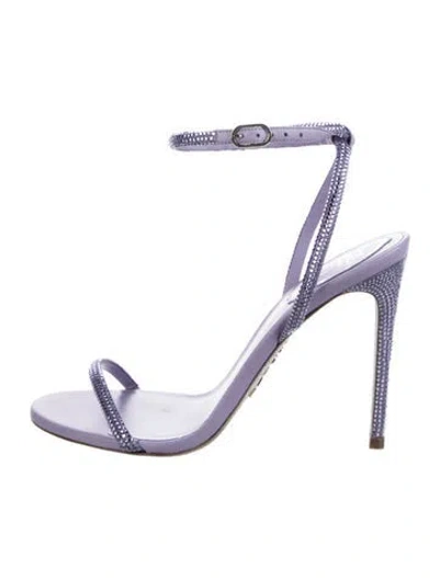 Pre-owned René Caovilla Crystal Crystal Embellishments Sandals In Purple
