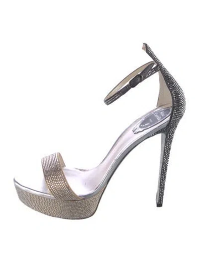 Pre-owned René Caovilla Crystal Crystal Embellishments Sandals In Silver