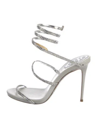 Pre-owned René Caovilla Crystal Crystal Embellishments Sandals In Silver