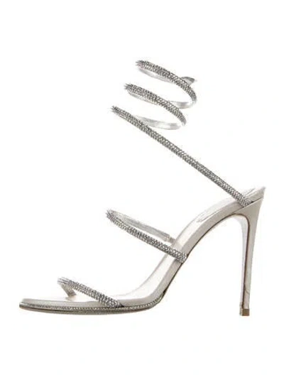Pre-owned René Caovilla Crystal Crystal Embellishments Sandals In Silver