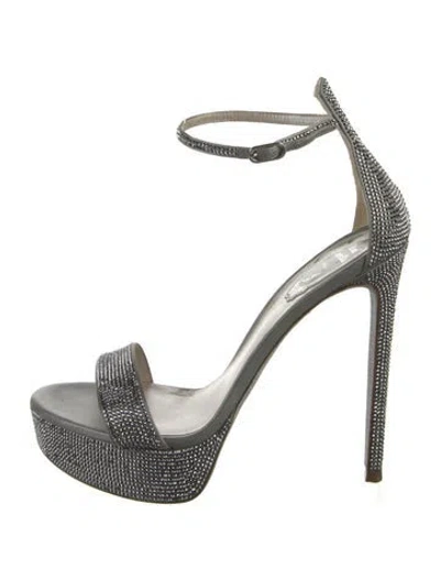 Pre-owned René Caovilla Crystal Crystal Embellishments Sandals In Silver