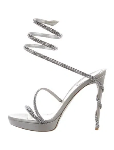 Pre-owned René Caovilla Crystal Crystal Embellishments Sandals In Silver