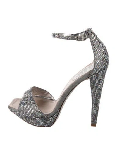 Pre-owned René Caovilla Crystal Crystal Embellishments Sandals In Silver