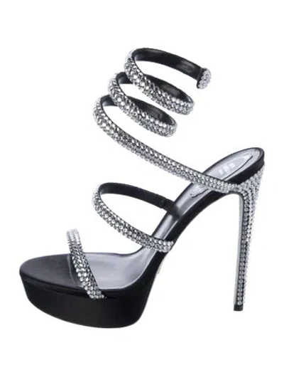 Pre-owned René Caovilla Crystal Crystal Embellishments Sandals In Silver