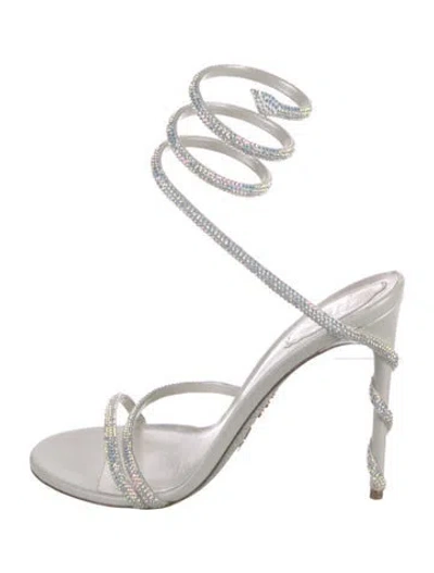 Pre-owned René Caovilla Crystal Crystal Embellishments Sandals In White