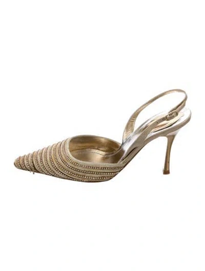 Pre-owned René Caovilla Crystal Crystal Embellishments Slingback Pumps
