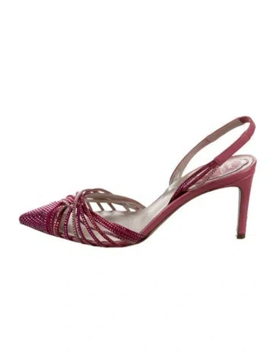 Pre-owned René Caovilla Crystal Crystal Embellishments Slingback Pumps In Purple