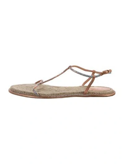 Pre-owned René Caovilla Crystal Crystal Embellishments T-strap Sandals In Pink