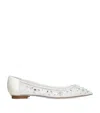 René Caovilla Crystal-embellished Ballet Flats In White